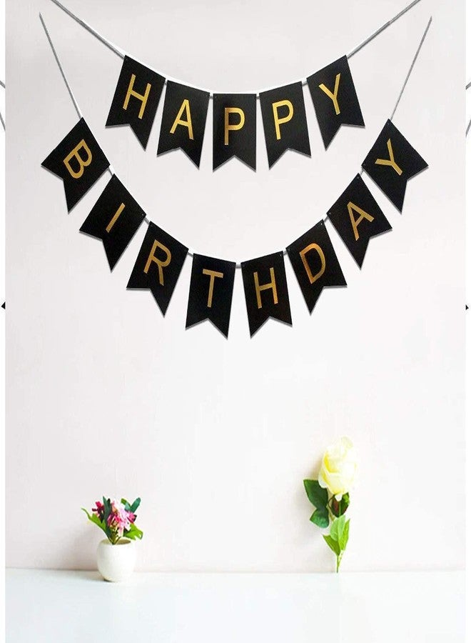 RR DESIGN (8 inch) Happy Birthday Banner Bunting Flag/Banner for Birthday/Birthday Decoration Material - Black (Pink) - Image 4